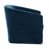 Blue Polyester Skirted Swivel Accent Chair | OROA