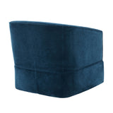 Blue Polyester Skirted Swivel Accent Chair | OROA