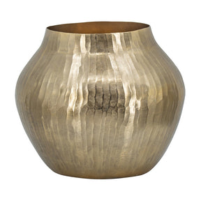 Modern European furniture - Modern Curved Gold Metal Hammered Vase - www.oroa.com