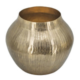 Modern Curved Gold Metal Hammered Vase | OROA