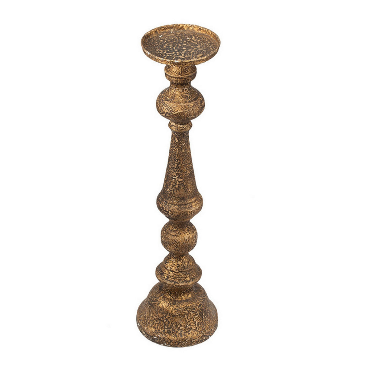 Antique Brass Turned Pedestal Candle Holder | OROA