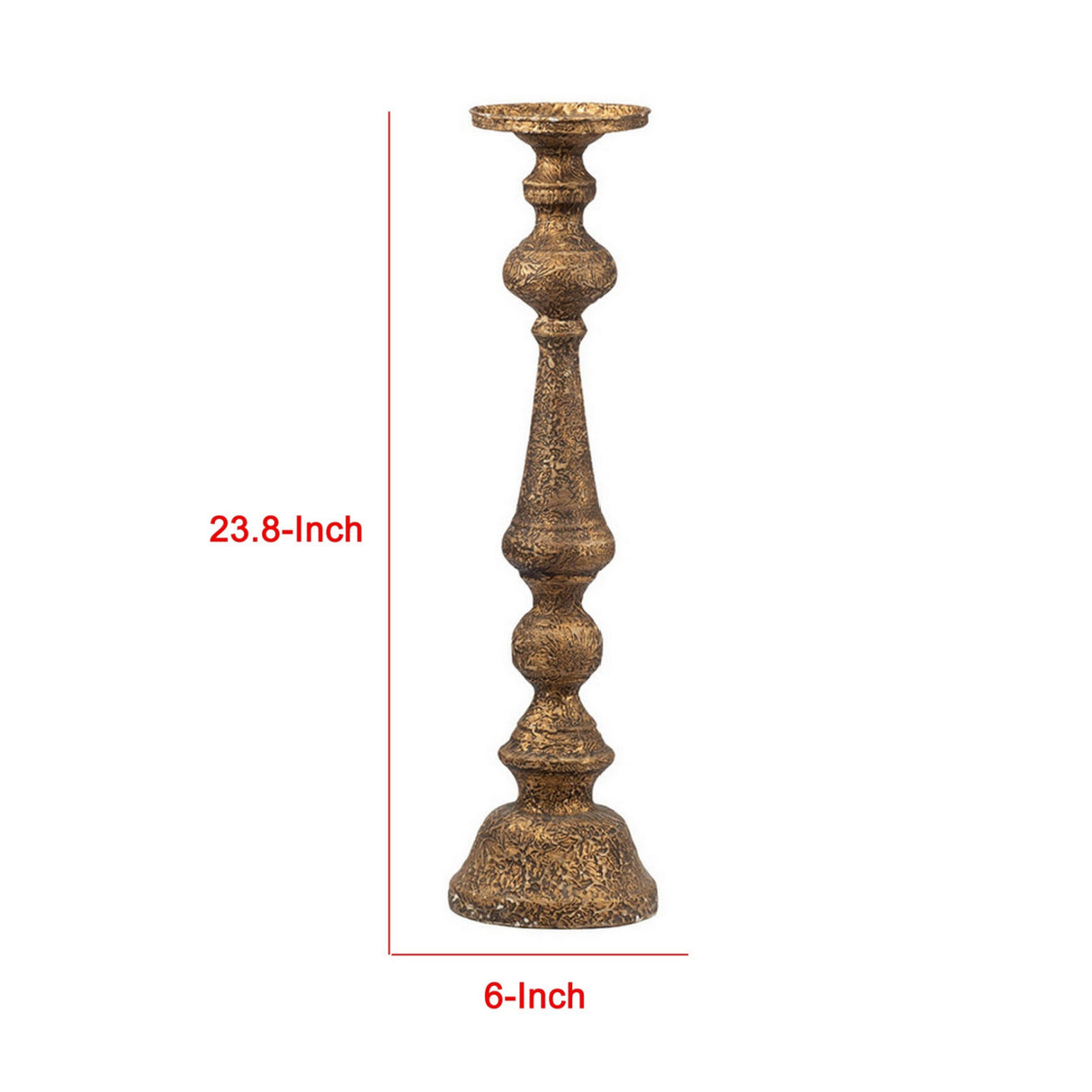 Antique Brass Turned Pedestal Candle Holder | OROA
