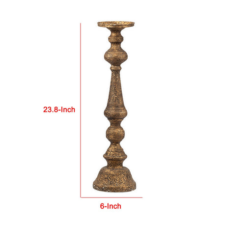 Antique Brass Turned Pedestal Candle Holder | OROA