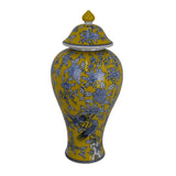 Yellow Bird and Floral Decorative Jar | OROA