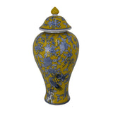 Yellow Bird and Floral Decorative Jar | OROA