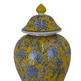 Yellow Bird and Floral Decorative Jar | OROA