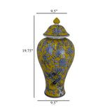 Yellow Bird and Floral Decorative Jar | OROA