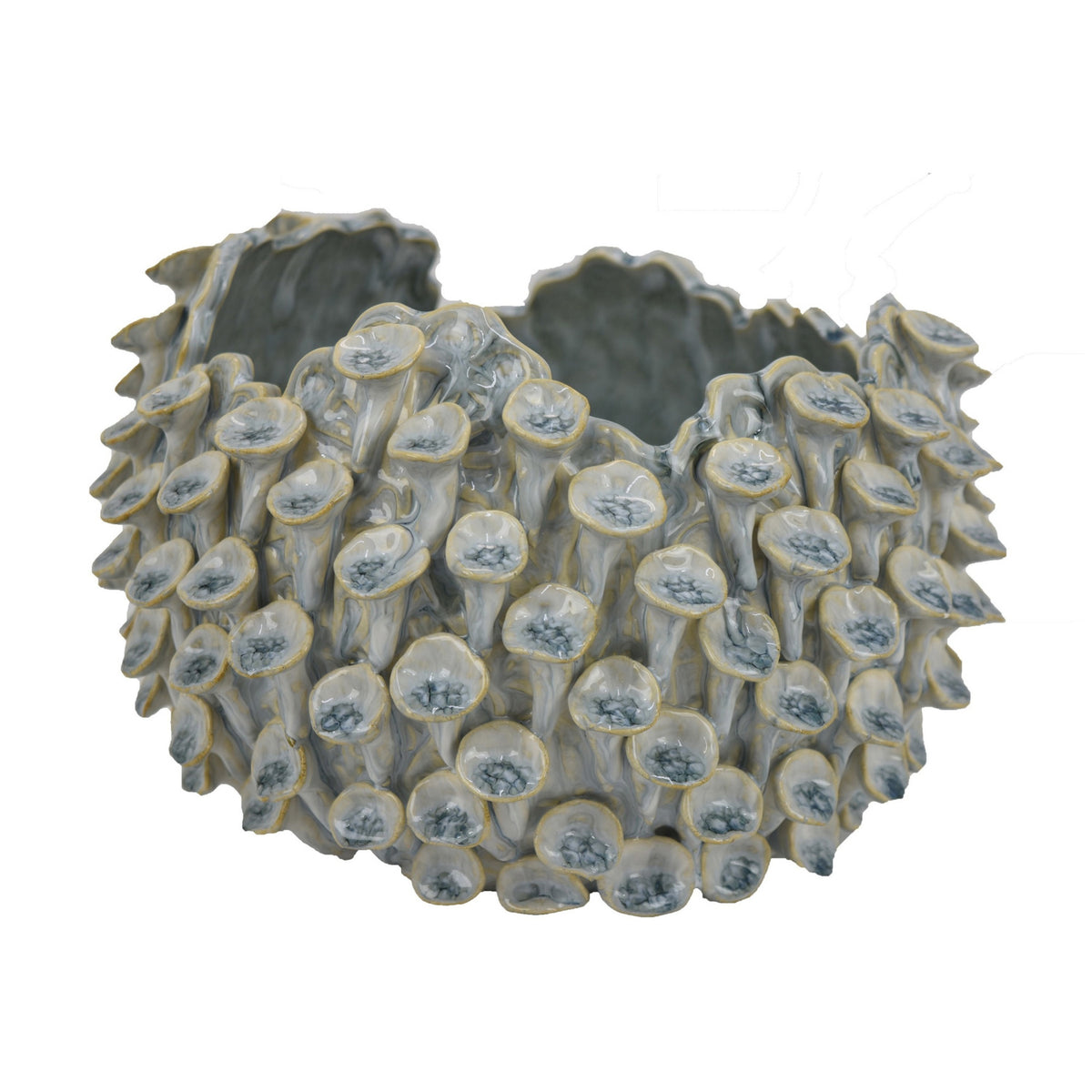 Nina Light Blue Textured Coral Gray Ceramic Bowl | OROA