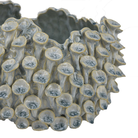 Nina Light Blue Textured Coral Gray Ceramic Bowl | OROA