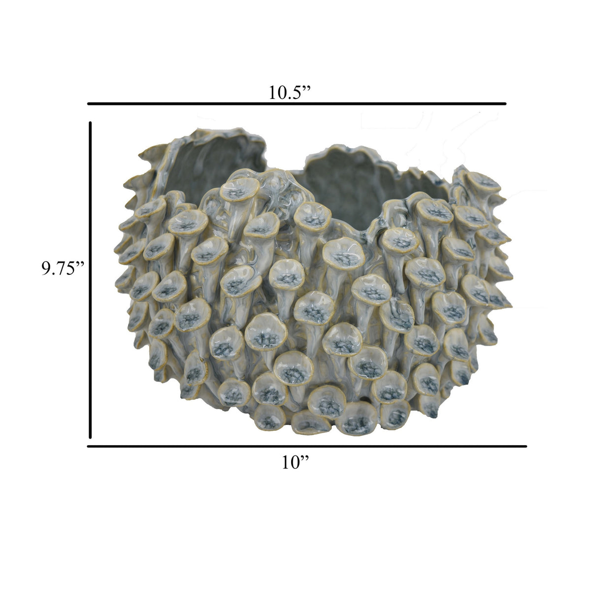 Nina Light Blue Textured Coral Gray Ceramic Bowl | OROA