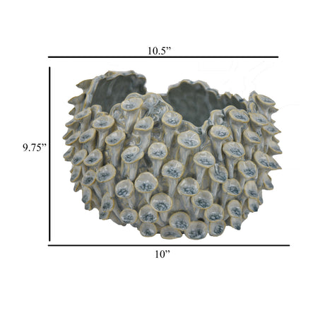 Nina Light Blue Textured Coral Gray Ceramic Bowl | OROA