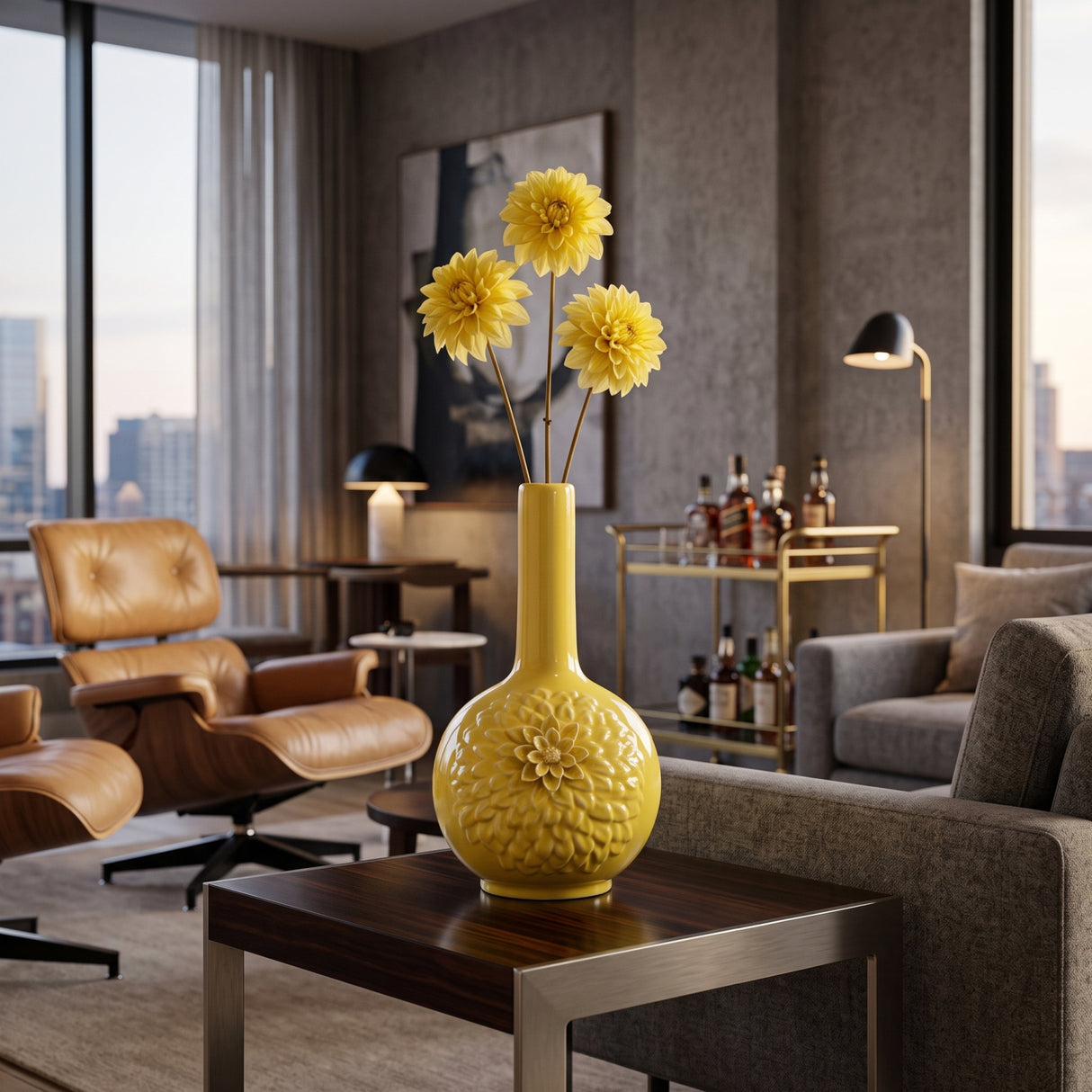 Yellow Ceramic Flower Vase | OROA