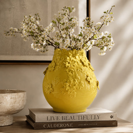 Modern European furniture - Remi Yellow Ceramic Flower Vase - www.oroa.com