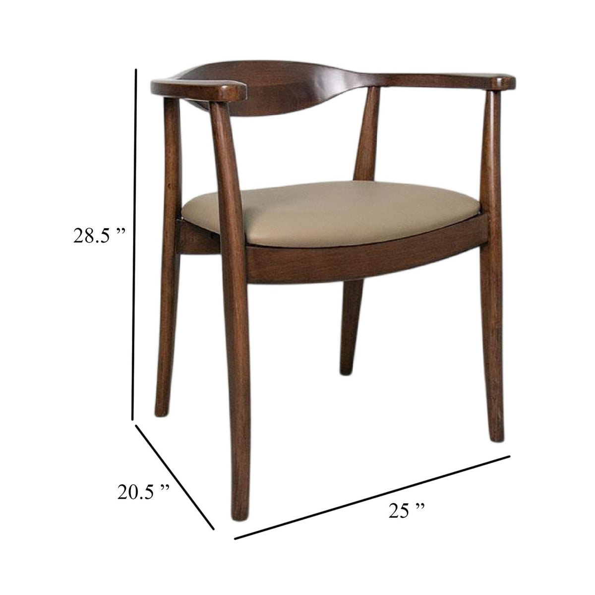 Modern Brown Rubberwood Dining Chairs (2) | OROA