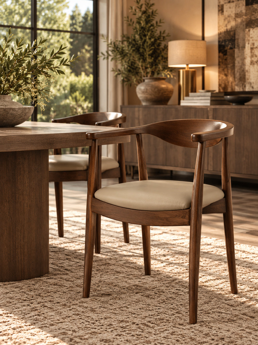 Modern Brown Rubberwood Dining Chairs (2) | OROA