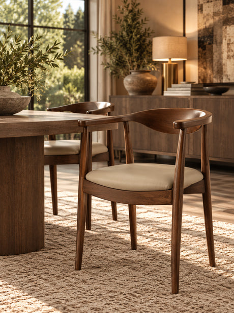 Modern Brown Rubberwood Dining Chairs (2) | OROA