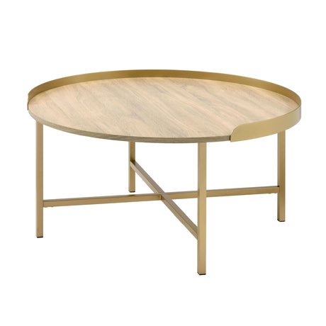 Oak and Gold Coffee Table with Tray Top | OROA