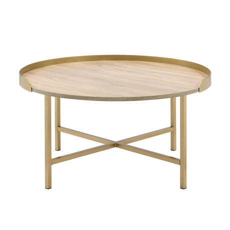 Oak and Gold Coffee Table with Tray Top | OROA