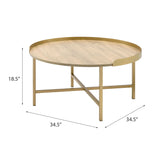 Oak and Gold Coffee Table with Tray Top | OROA