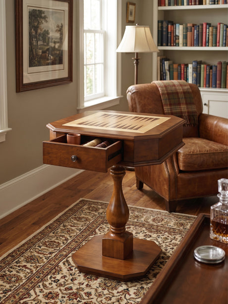 Cherry Game Table with 2 Drawer | OROA