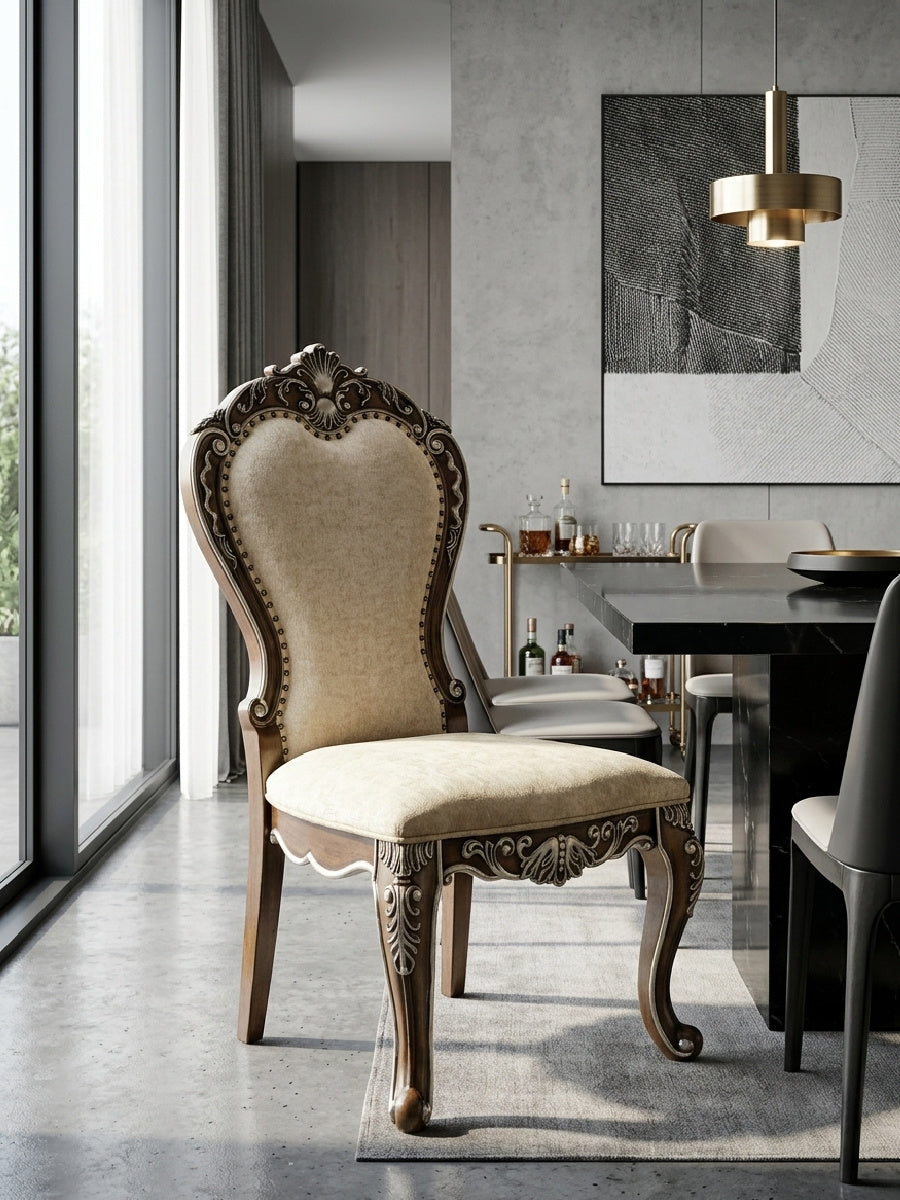 Beige Antique Oak Side Chairs (2) | OROA