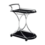 Allen Black and Chrome 2-Tier Glass Bar Cart | OROA