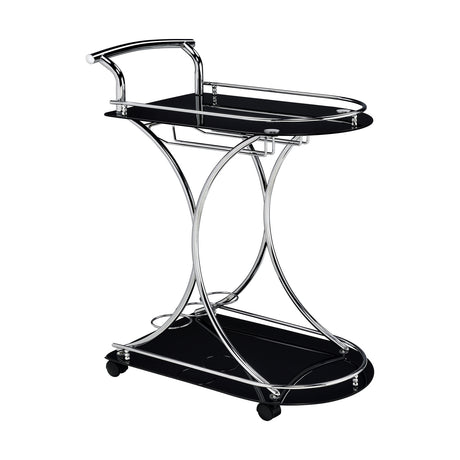 Modern European furniture - Allen Black and Chrome 2-Tier Glass Bar Cart - www.oroa.com