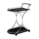 Allen Black and Chrome 2-Tier Glass Bar Cart | OROA