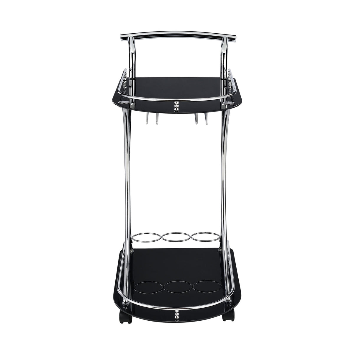 Allen Black and Chrome 2-Tier Glass Bar Cart | OROA