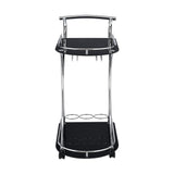 Allen Black and Chrome 2-Tier Glass Bar Cart | OROA