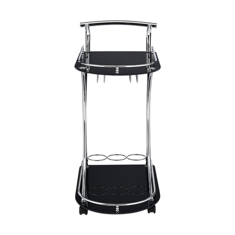 Modern European furniture - Allen Black and Chrome 2-Tier Glass Bar Cart - www.oroa.com