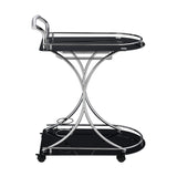 Allen Black and Chrome 2-Tier Glass Bar Cart | OROA