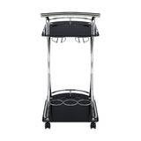 Allen Black and Chrome 2-Tier Glass Bar Cart | OROA
