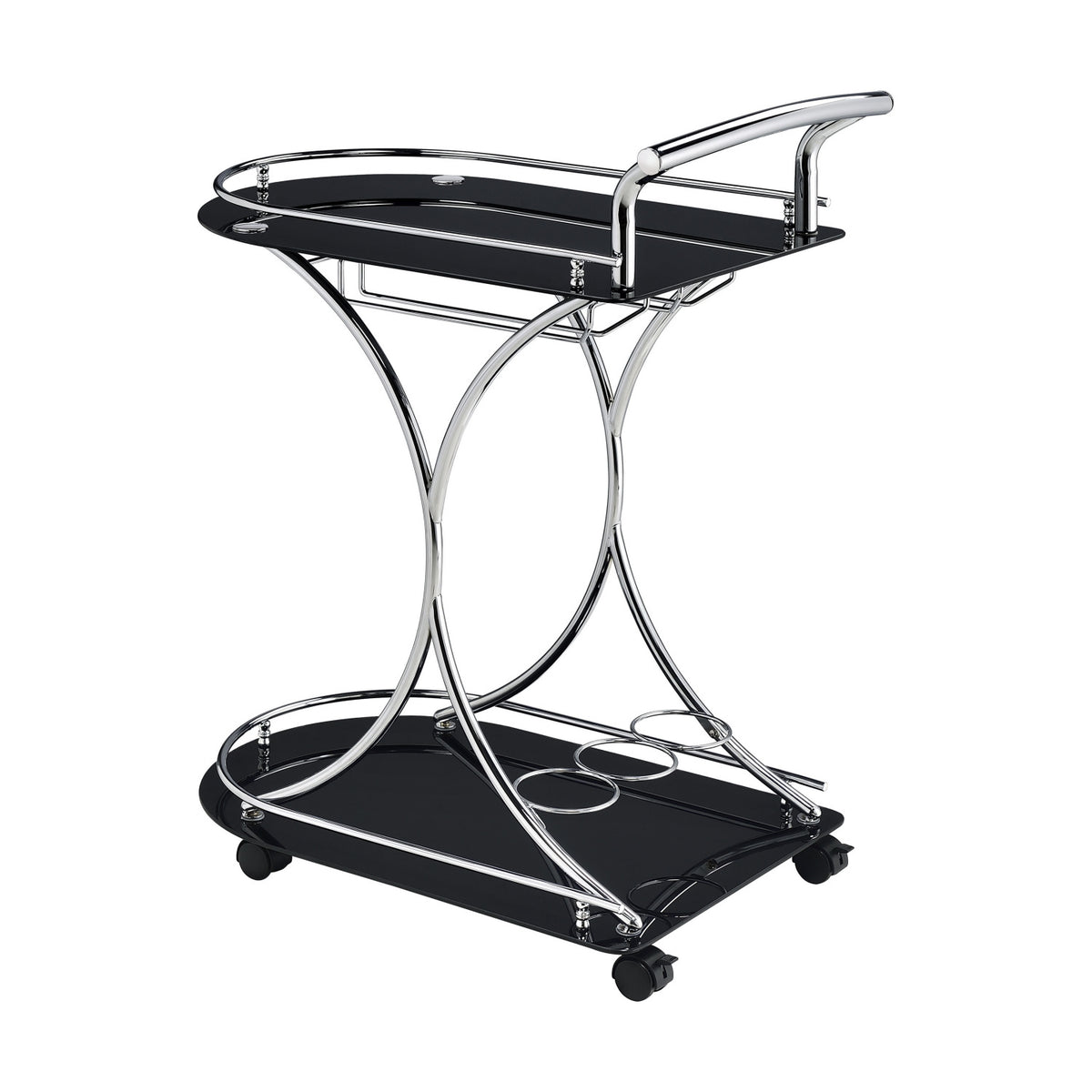 Allen Black and Chrome 2-Tier Glass Bar Cart | OROA