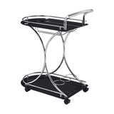 Allen Black and Chrome 2-Tier Glass Bar Cart | OROA