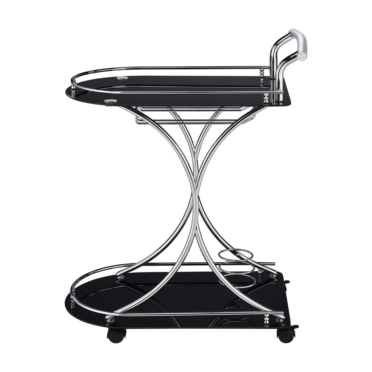 Allen Black and Chrome 2-Tier Glass Bar Cart | OROA