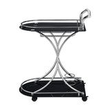 Allen Black and Chrome 2-Tier Glass Bar Cart | OROA