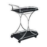 Allen Black and Chrome 2-Tier Glass Bar Cart | OROA