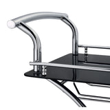 Allen Black and Chrome 2-Tier Glass Bar Cart | OROA