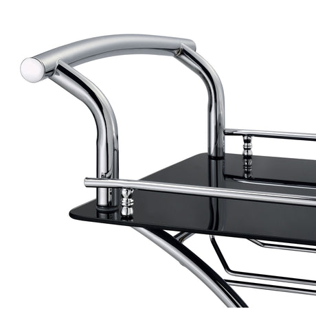 Modern European furniture - Allen Black and Chrome 2-Tier Glass Bar Cart - www.oroa.com