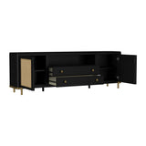 Benson Black Rattan Accent 2-Door TV Stand | OROA