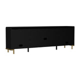 Benson Black Rattan Accent 2-Door TV Stand | OROA