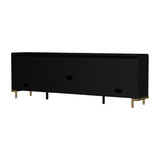 Benson Black Rattan Accent 2-Door TV Stand | OROA