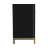 Benson Black Rattan Accent 2-Door TV Stand | OROA