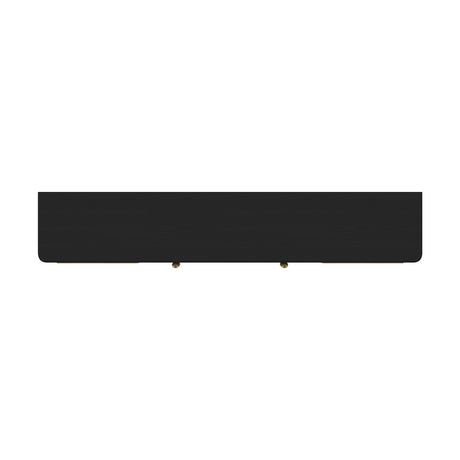 Benson Black Rattan Accent 2-Door TV Stand | OROA