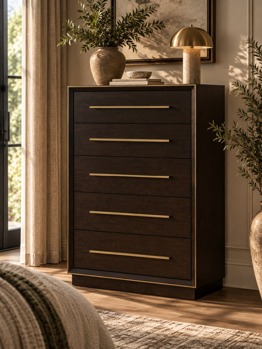 Modern European furniture - Smoked Peppercorn 5-Drawer Brown Storage Chest - www.oroa.com