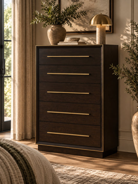 Modern European furniture - Smoked Peppercorn 5-Drawer Brown Storage Chest - www.oroa.com