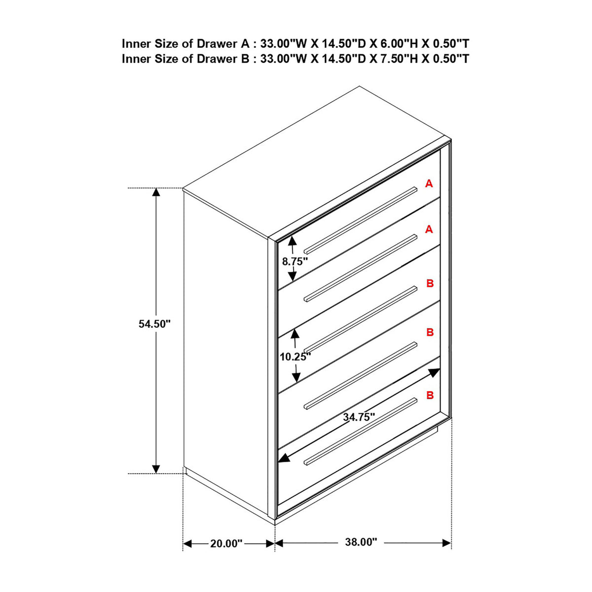 Modern European furniture - Smoked Peppercorn 5-Drawer Brown Storage Chest - www.oroa.com
