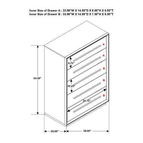 Modern European furniture - Smoked Peppercorn 5-Drawer Brown Storage Chest - www.oroa.com
