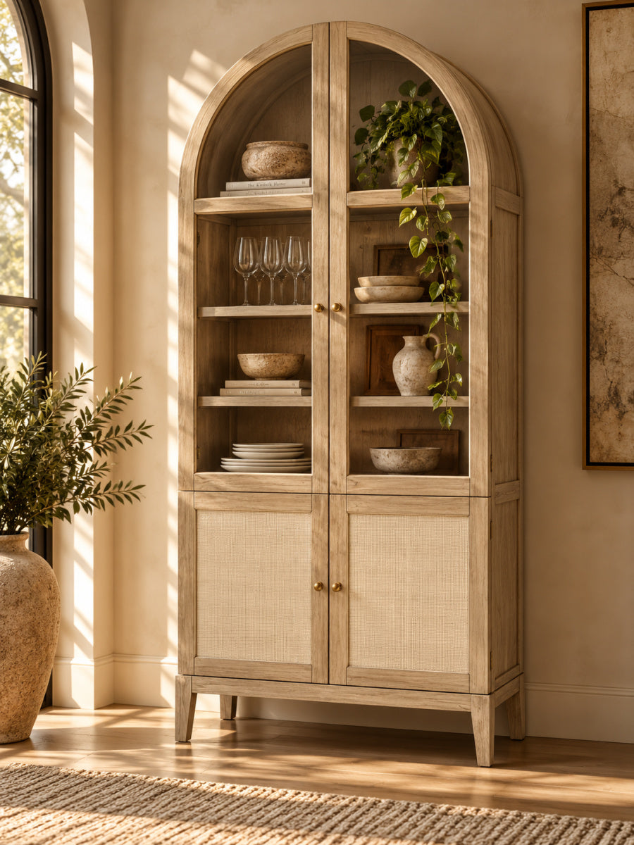 Modern European furniture - 4-Door Cane Display Cabinet - www.oroa.com